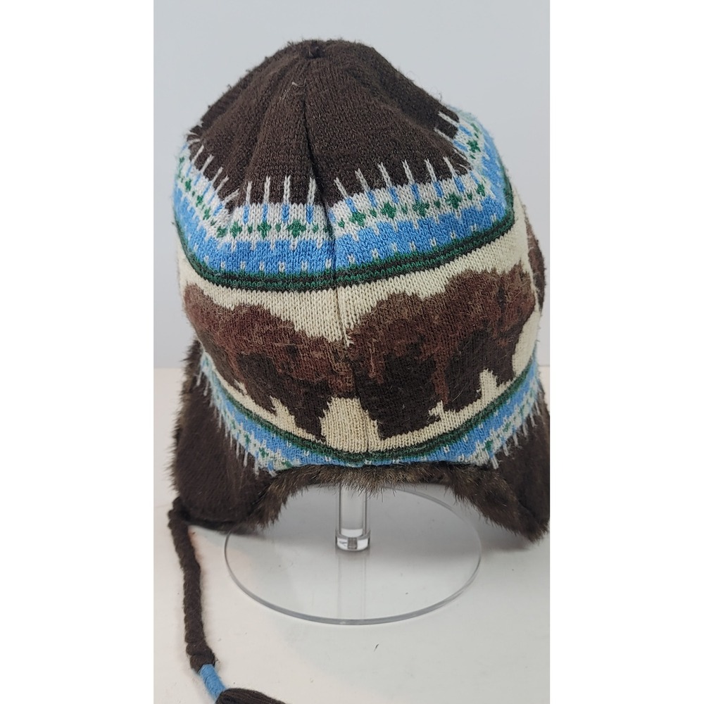Vintage Mossimo Brown Grizzly Bear Mountain Trapper Hat Faux Fur Ear Flap OS - Picture 5 of 7